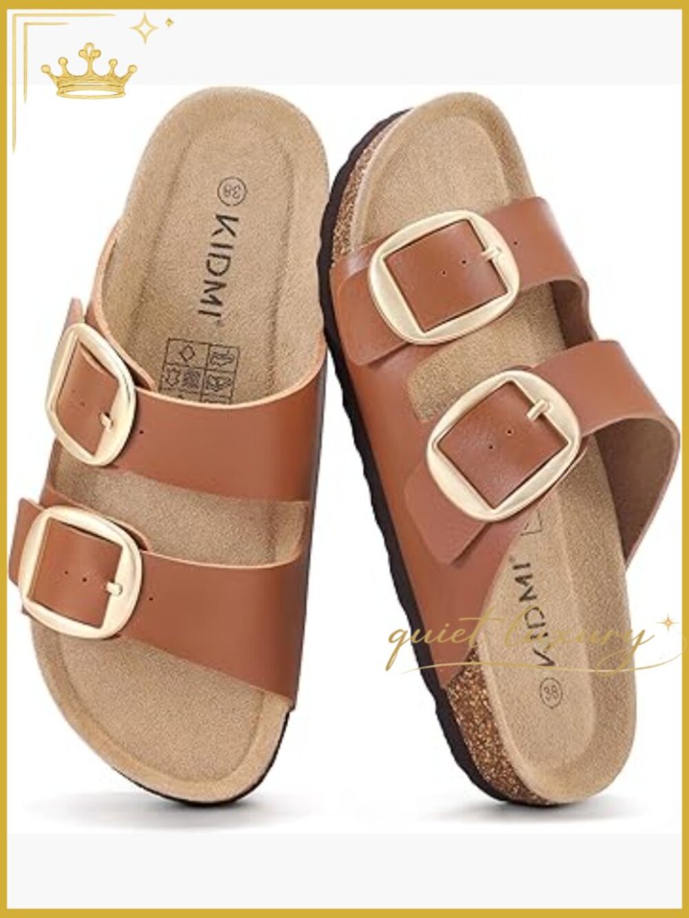 Women's Slide Sandals with Cork Footbed Arch Support Adjustable Buckle